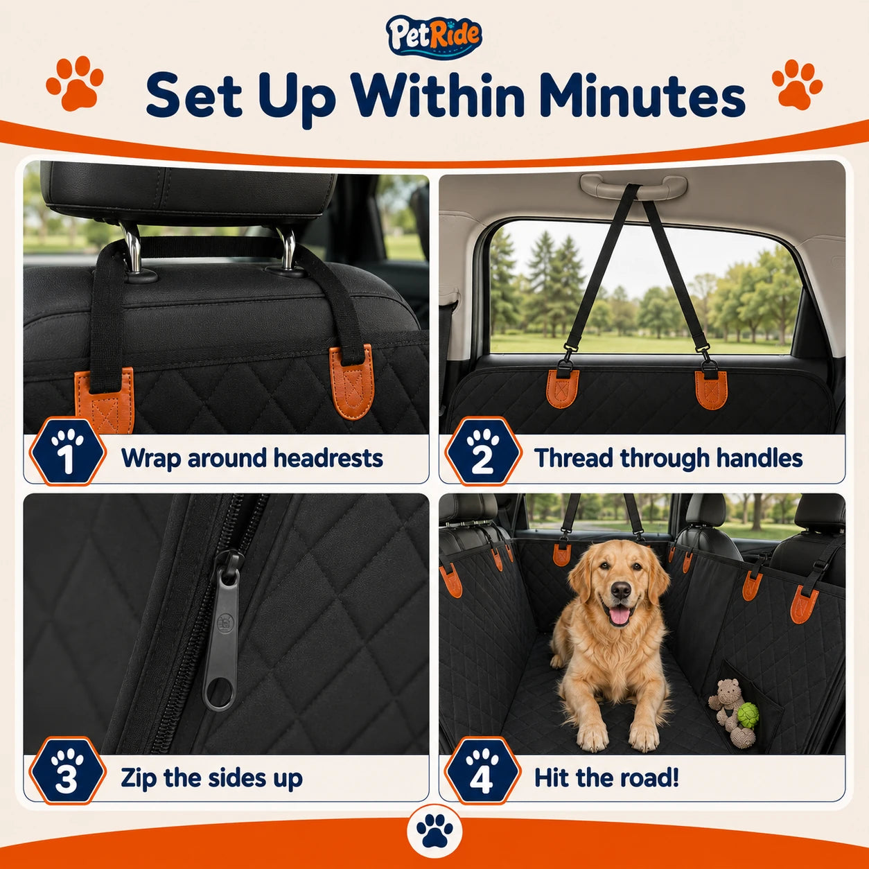 PetRide Hard Bottom Car Seat Cover