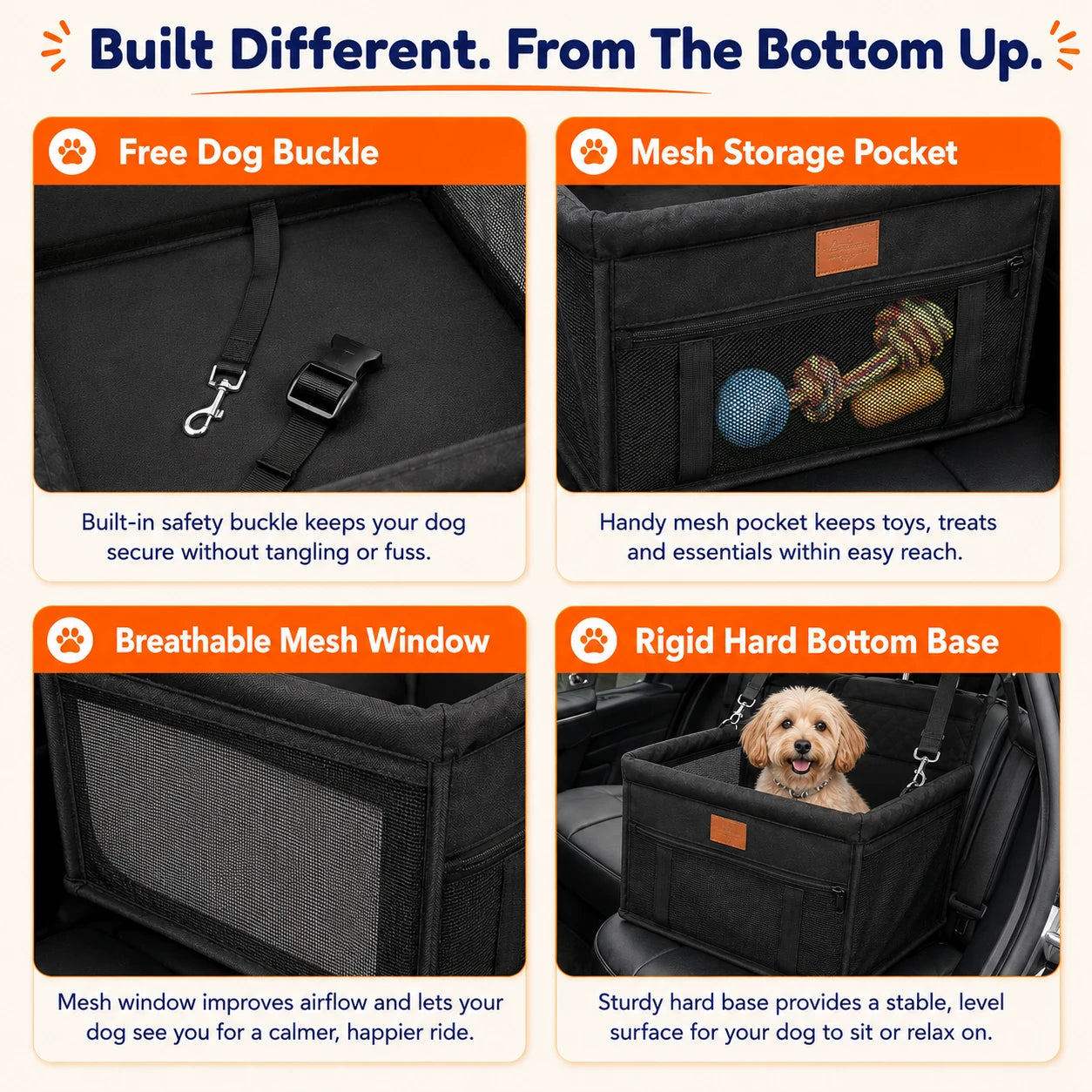 PetRide Hard Bottom Single Seat Cover